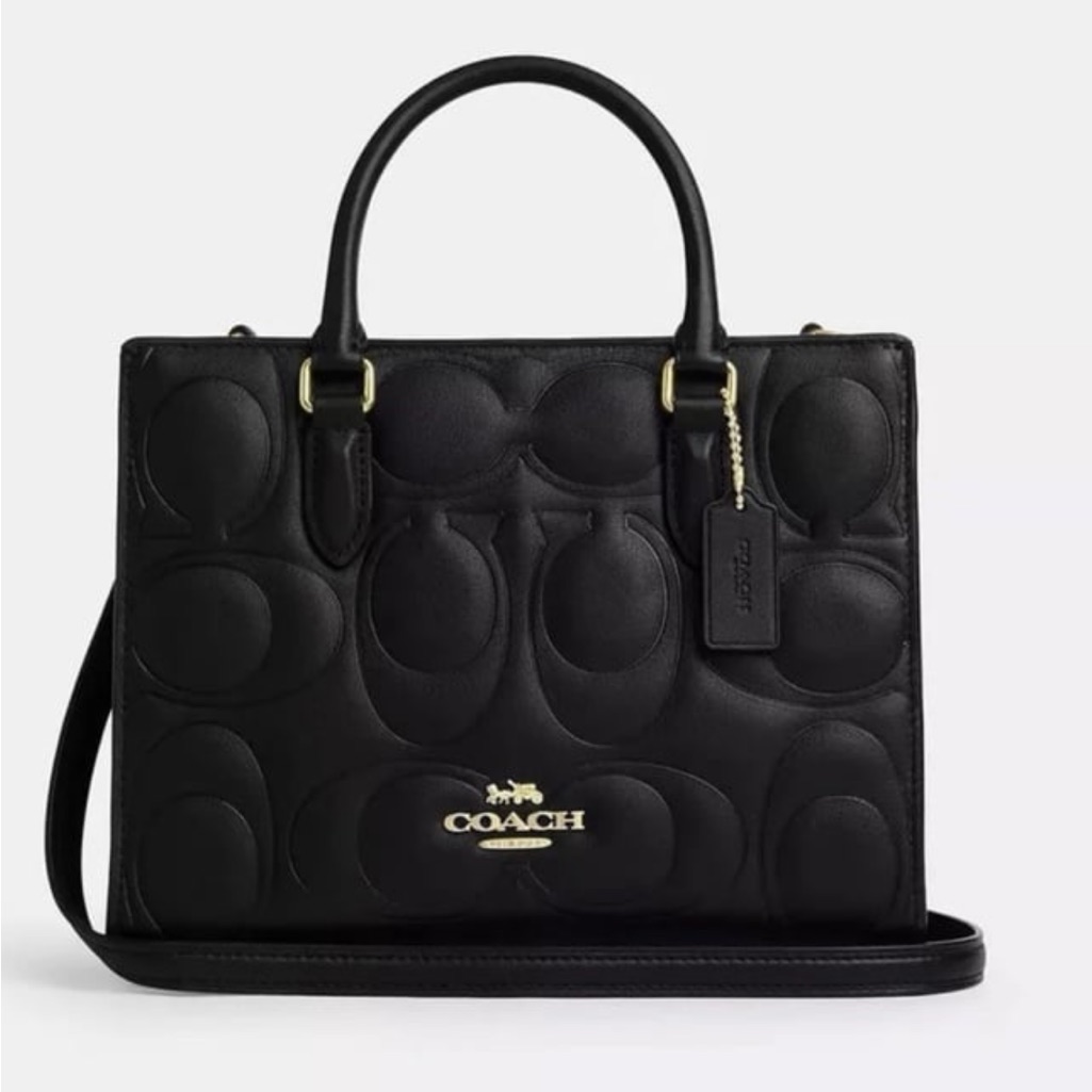 Coach Maggie Small Tote Bag In Signature Leather Cy670 Black Nwt